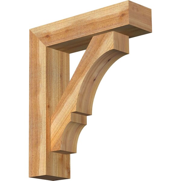 Ekena Millwork Balboa Block Rough Sawn Bracket w/ Offset Brace, Western Red Cedar, 6"W x 22"D x 26"H BKT0604X22X26BOA05RWR - main